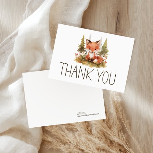 Cute Little Fox Baby Shower Thank You Card