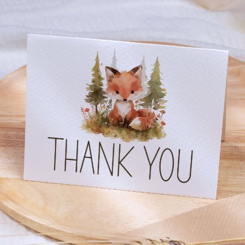Cute Little Fox Baby Shower Thank You Card
