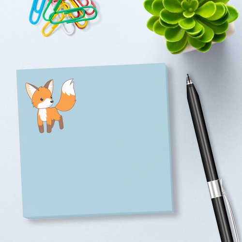 Cute Little Fox Blue Post_it Notes