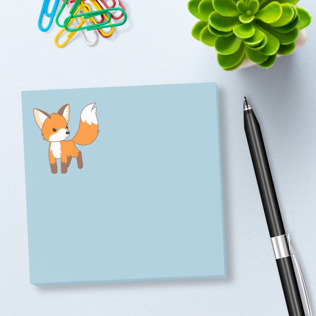 Cute Little Fox Blue Post-it Notes (Creator Uploaded)