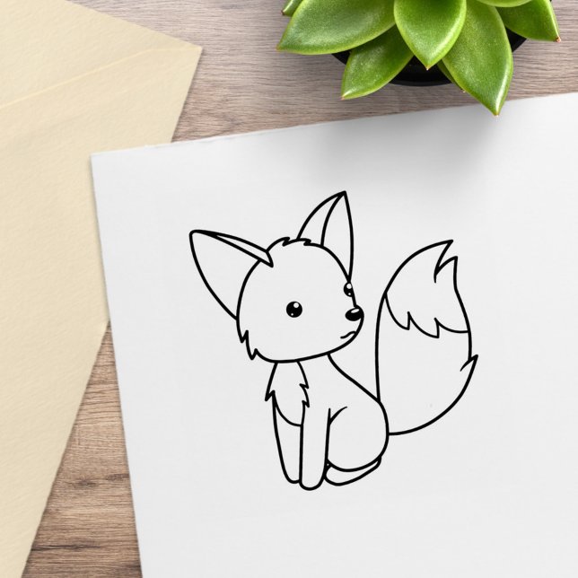Cute Little Fox Color Me Rubber Stamp (Creator Uploaded)