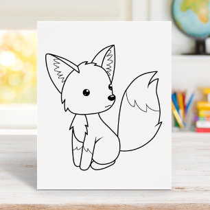 Cute Little Fox Coloring Page Poster