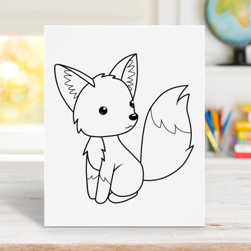 Cute Little Fox Coloring Page Poster