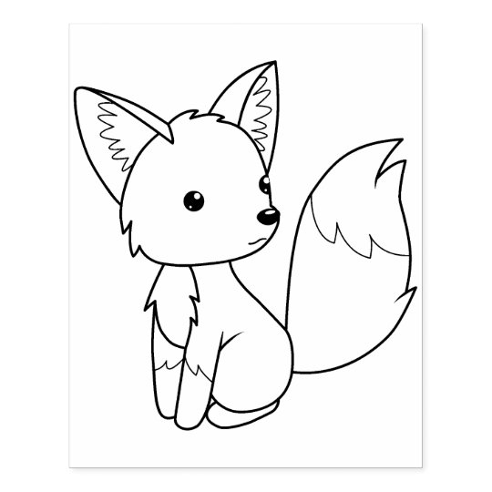 Download Cute Little Fox Coloring Page Rubber Stamp | Zazzle.com