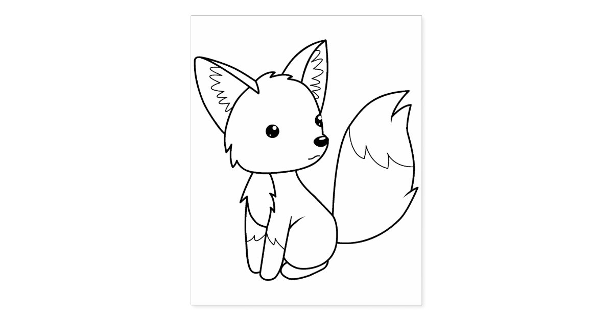 Download Cute Little Fox Coloring Page Rubber Stamp | Zazzle.com