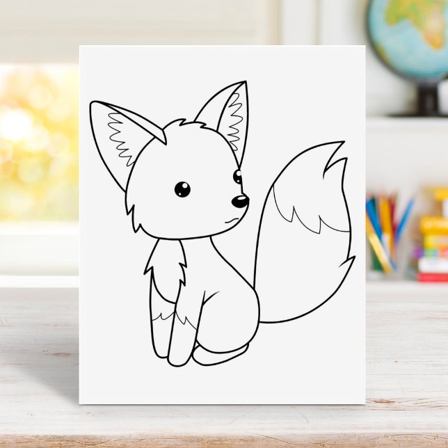 Cute Little Fox Coloring Page Rubber Stamp (Creator Uploaded)