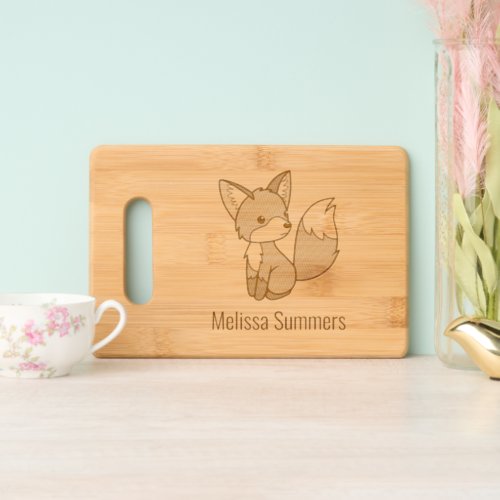 Cute Little Fox Custom Name Full Cutting Board