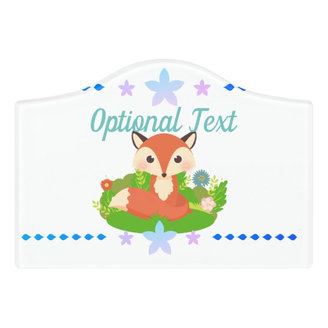 Cute Little Fox Door Sign (Small Crest Front)