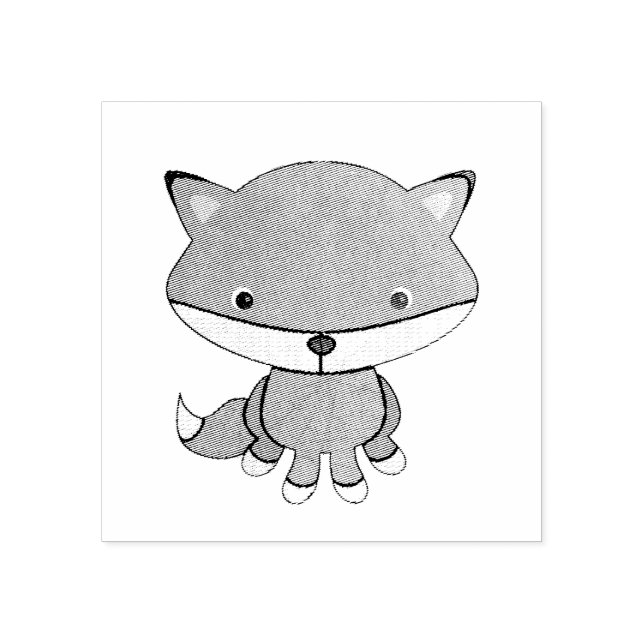 Cute Little Fox  Farm Animal Rubber Stamp (Imprint)
