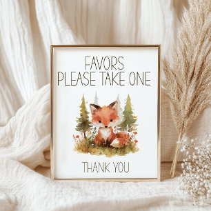 Cute Little Fox Favors Baby Shower Sign