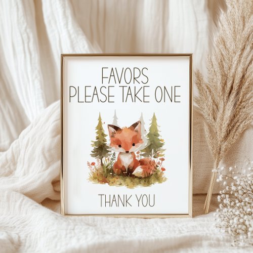 Cute Little Fox Favors Baby Shower Sign