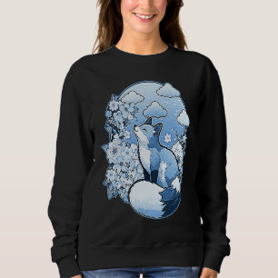 Cute little fox flowers clouds spring retro sweatshirt