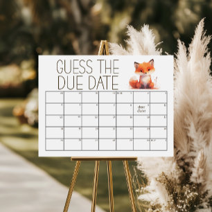 Cute Little Fox Guess Due Date Baby Shower Sign