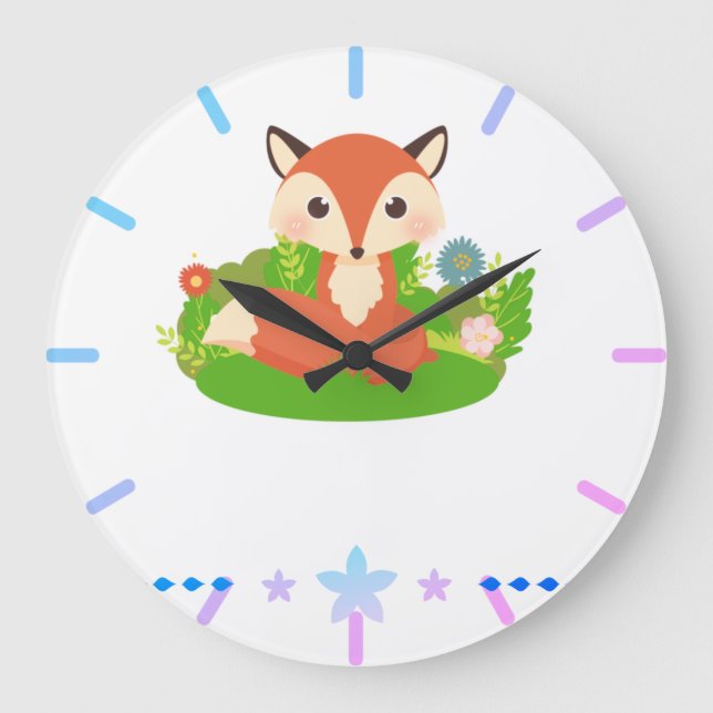 Cute Little Fox Large Clock (Front)