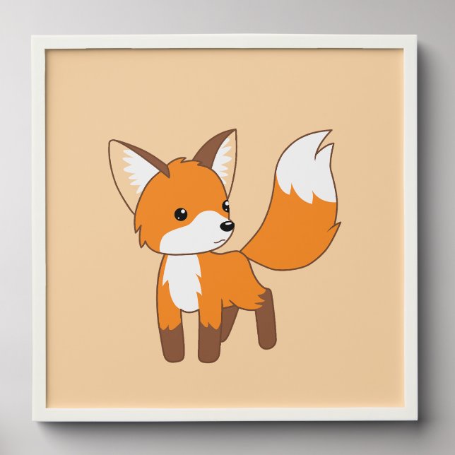 Cute Little Fox on Beige Peel And Stick Photo Tile (Front Set)