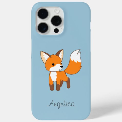 Cute Little Fox on Blue iPhone 15 Pro Max Case