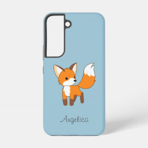 Cute Little Fox on Blue Samsung Galaxy S22 Case