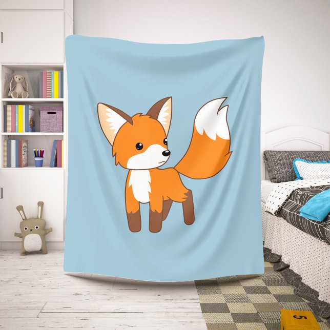 Cute Little Fox on Blue Sherpa Blanket (Creator Uploaded)