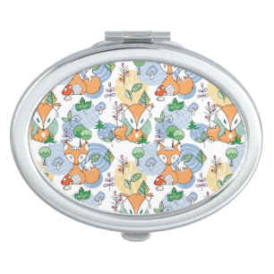 Cute Little Fox Pattern Compact Mirror