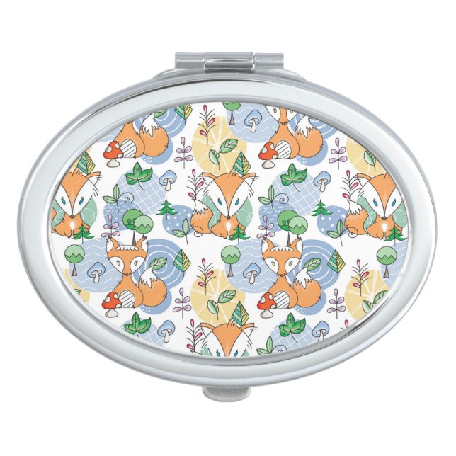 Cute Little Fox Pattern Compact Mirror (Front)