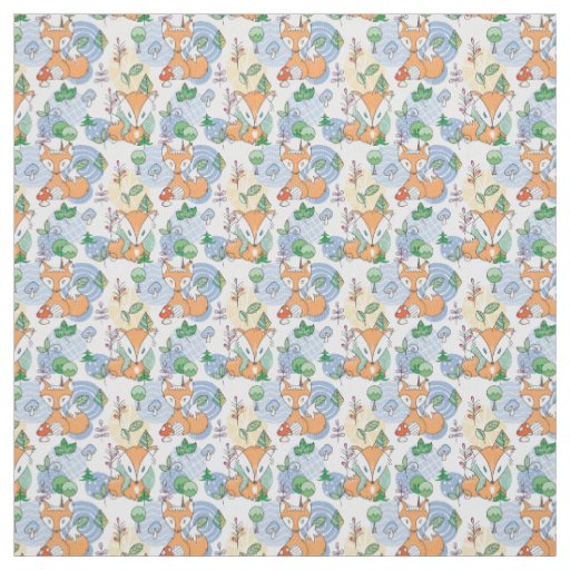 Cute Little Fox Pattern Fabric