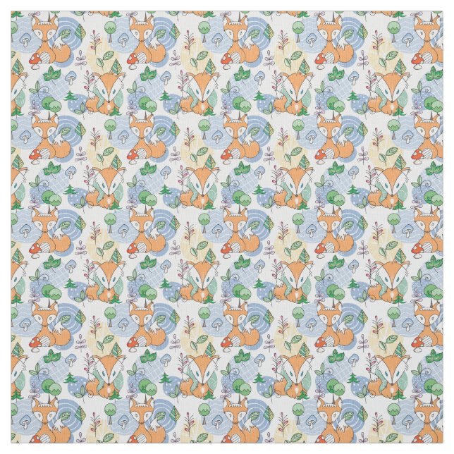 Cute Little Fox Pattern Fabric (Swatch)