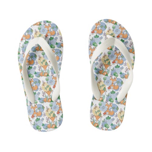 Cute Little Fox Pattern Kids Flip Flops