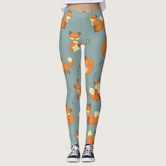 Cute Little Fox Pattern Leggings (Front)