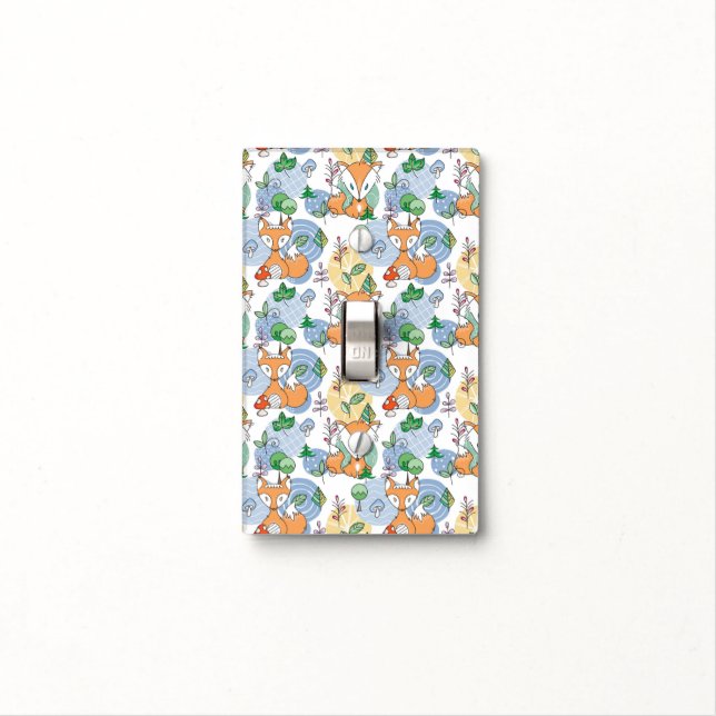Cute Little Fox Pattern Light Switch Cover (In Situ)