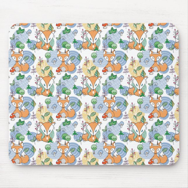 Cute Little Fox Pattern Mouse Pad (Front)