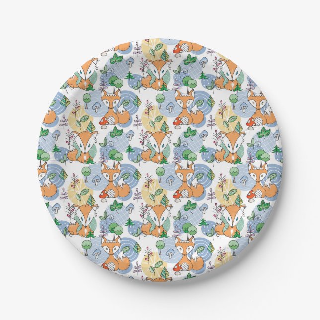 Cute Little Fox Pattern Paper Plates (Front)