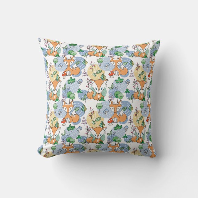 Cute Little Fox Pattern Throw Pillow (Front)