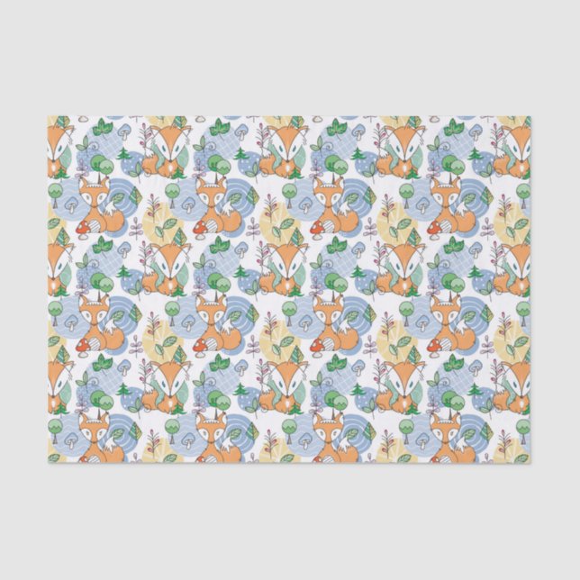 Cute Little Fox Pattern Tissue Paper (Front)