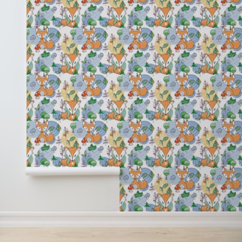 Cute Little Fox Pattern Wallpaper