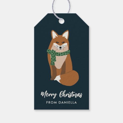 Cute Little Fox Personalized Christmas Gift Tags