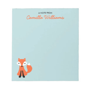 Cute little fox personalized name notepad