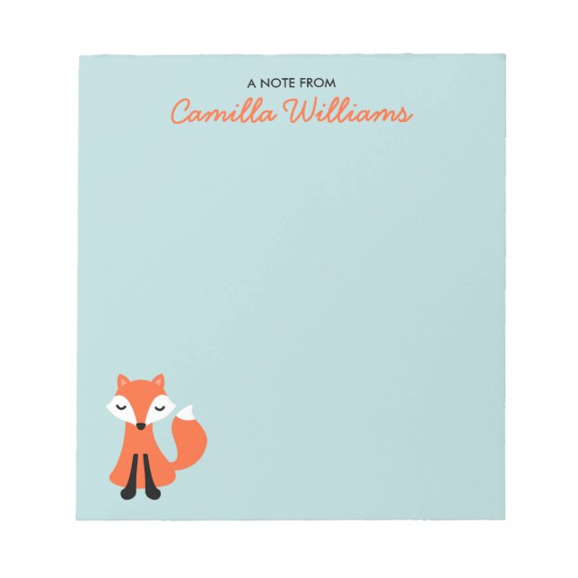 Cute little fox personalized name notepad (Front)
