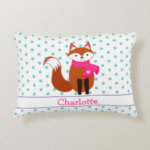 Cute Little Fox Pink Personalized Nursery Accent Pillow