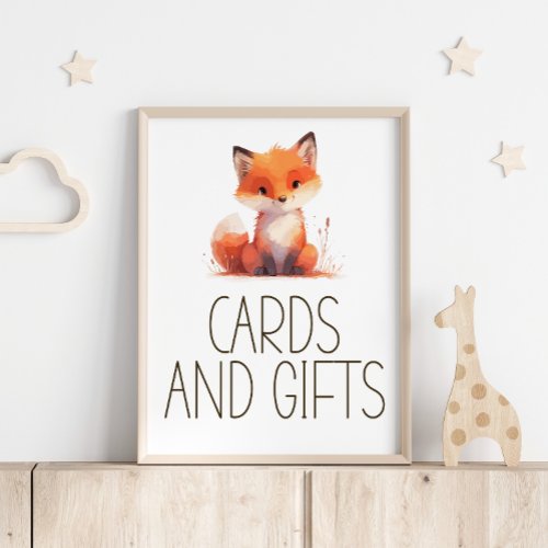 Cute Little Fox Plaid Baby Shower Cards Gifts Sign