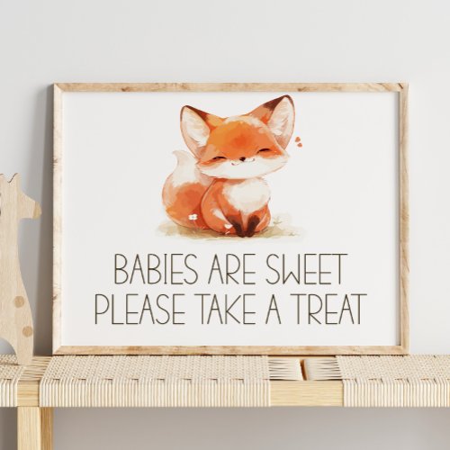 Cute Little Fox Plaid Baby Shower Sweet Favor Sign