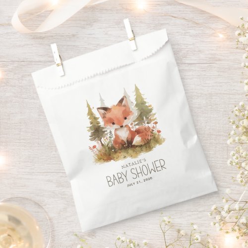 Cute Little Fox Plaid Baby Shower Thank You Favor Bag