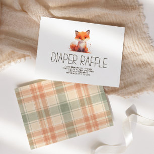 Cute Little Fox Plaid Display Baby Shower Enclosure Card