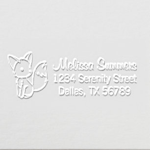 Cute Little Fox Sitting Address Embosser