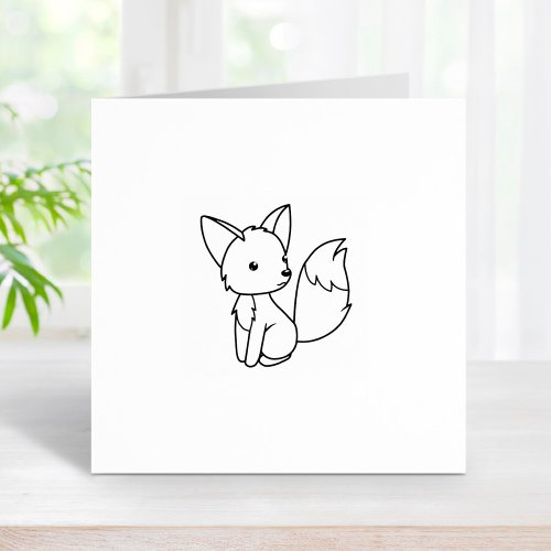 Cute Little Fox Sitting Rubber Stamp