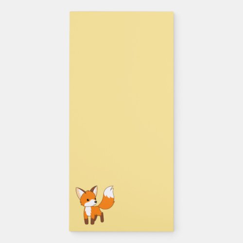 Cute Little Fox Standing on Yellow Magnetic Notepad