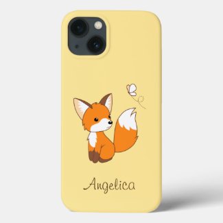Cute Little Fox Watching Butterfly Case-Mate iPhone Case