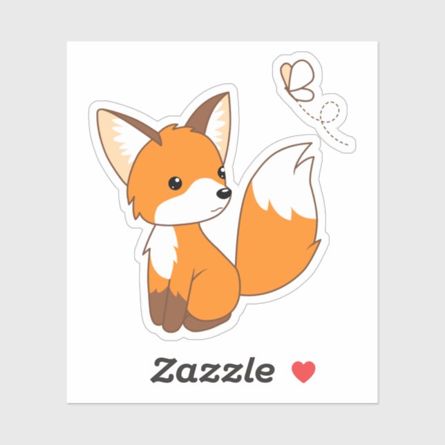 Cute Little Fox Watching Butterfly EP Sticker (Sheet)
