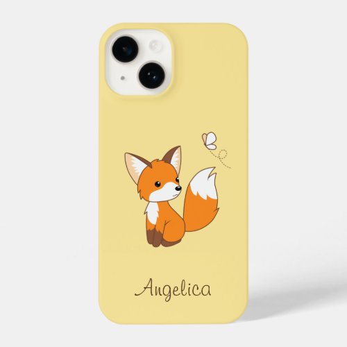 Cute Little Fox Watching Butterfly iPhone 14 Case