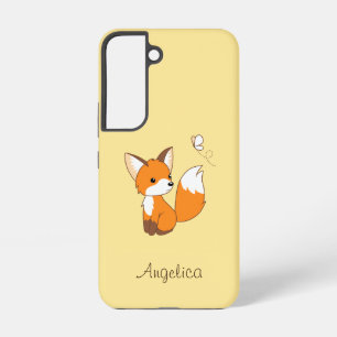 Cute Little Fox Watching Butterfly Samsung Galaxy S22 Case