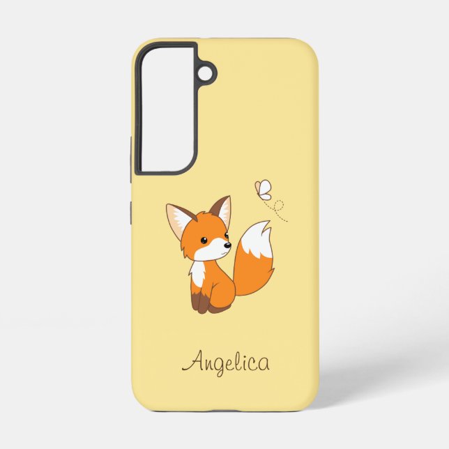 Cute Little Fox Watching Butterfly Samsung Galaxy Case (Back)